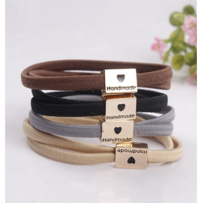 Korean style wholesale custom printed hair tie bracelet with metal logo